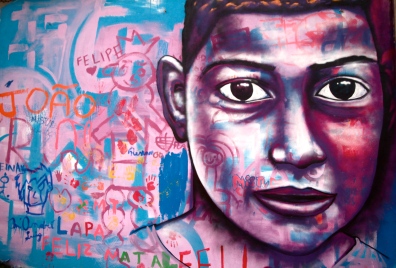 Mural with street children. Street Art with Street Kids Project, Rio de Janeiro