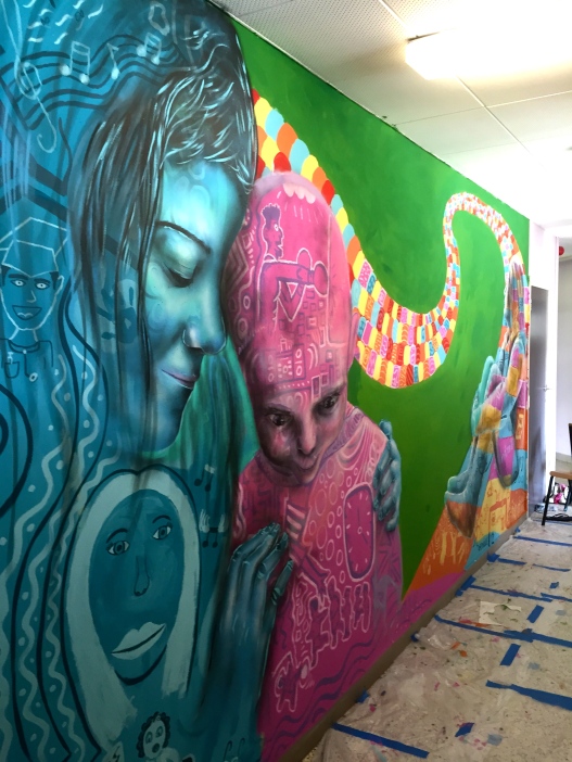 Mural in Clair Matin home created with children who have been taken from their families.