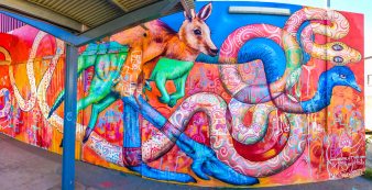 Central Desert, Australia 2017: Mural in Alice Springs created with local youth and Max Frieder