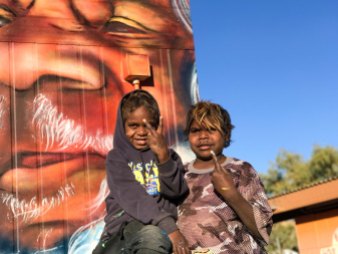 Central Desert, Australia 2017: child artists in a town camp.