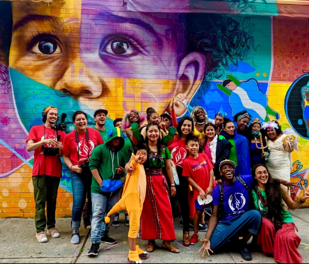 East Village, New York City, 2019: Celebrating the resilience of Central American youth seeking safety in the US, who created the first Augmented Reality Mural led by youth plus an incredible theatrical performance, performed right in front of the mural for the whole community to experience. Partners: Artolution, KIND (Kids in Need of Defense), We Are Royale, Key Food Supermarket, Education Alliance